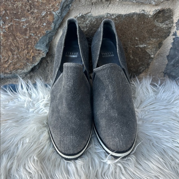 Stuart Weitzman Gray Wedge Sneaker Booties Slip-On Women’s 10 M - Picture 2 of 7